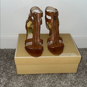 Michael Kors Tan Kennedy Strappy Heels